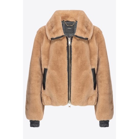 PINKO MANTINEA BOMBER IN FAUX FUR