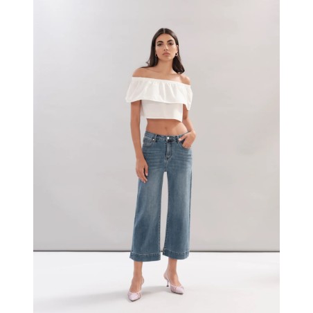 WHITE WISE   Jeans martina a palazzo 29364