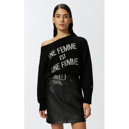 PINKO ORIENTALE Pullover a barchetta in lana Une Femme 104310 A26I