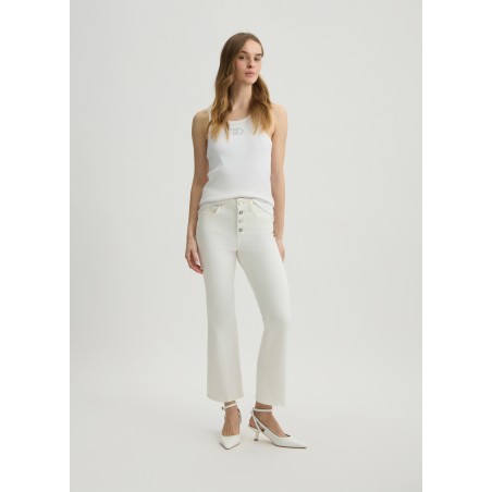 LIU JO Pantaloni bootcut bianchi a vita alta UA5040T2594