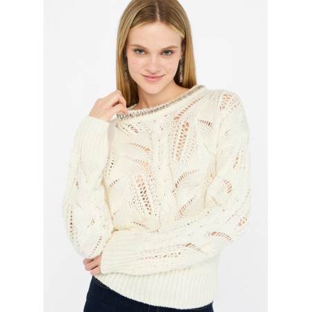 LIU JO Maglia traforata con pietre gioiello